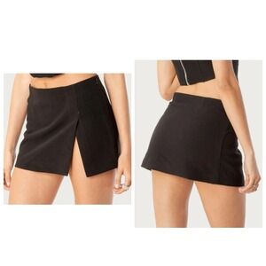Edikted Dasha Micro Skirt Large Black Front Slit Mini S11677 Y2K Streetwear NEW!